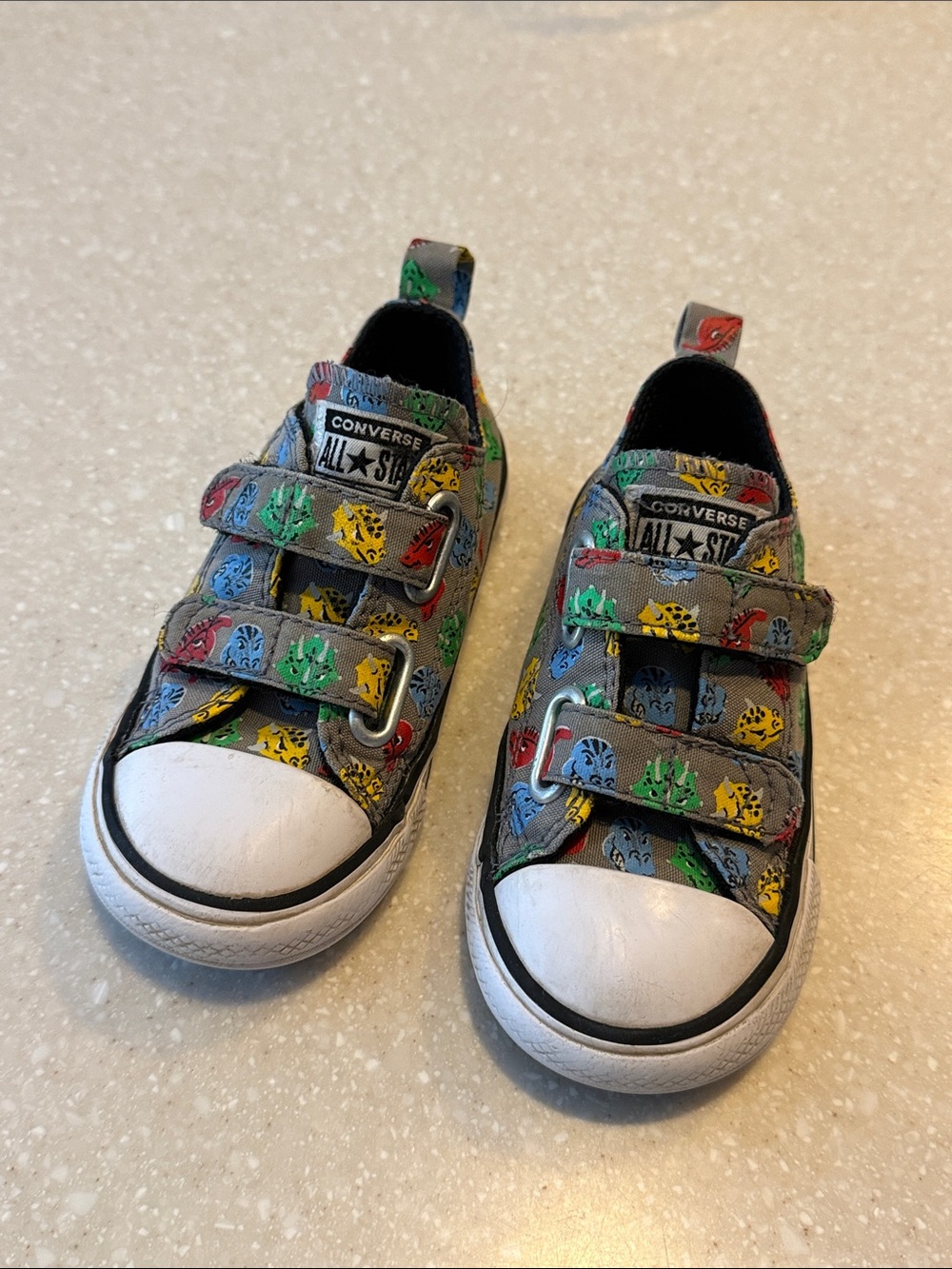 Converse All Star Dinosaur Sneakers Velcro Closure Unisex Kids Toddler Size 7